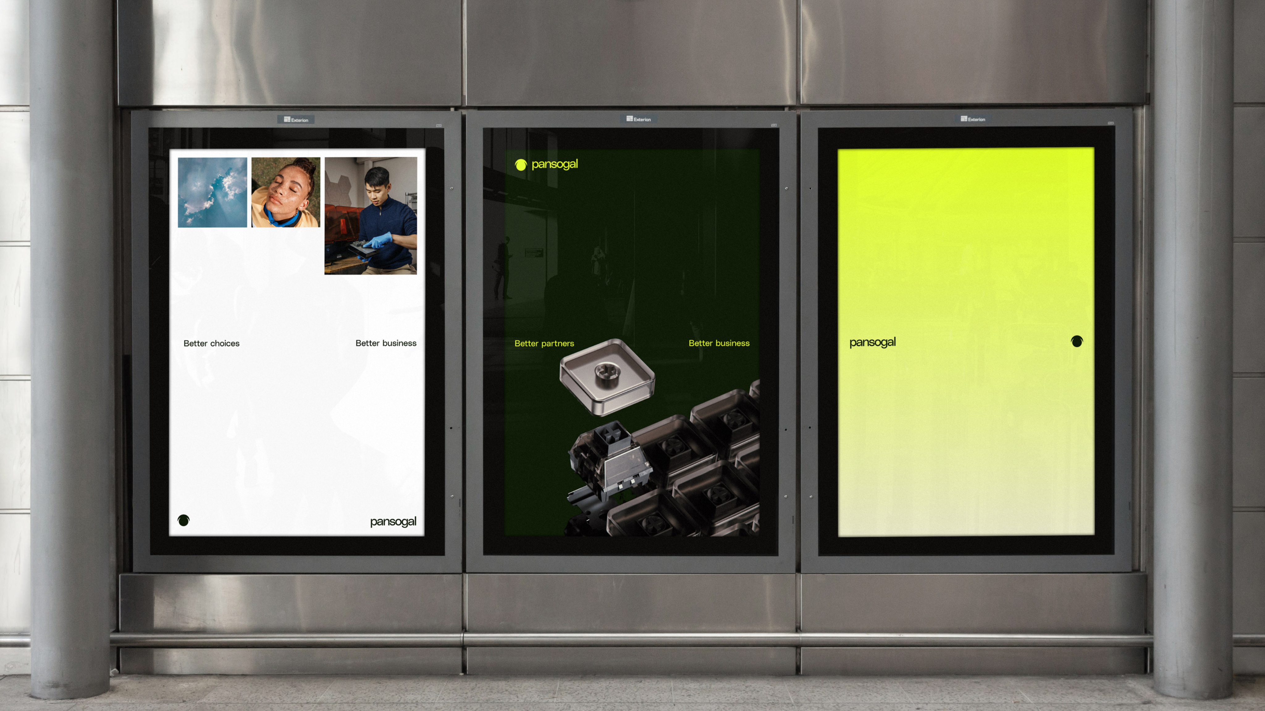 Stationery design of letterhead and business cards for the company Anders on top of a blurred photo of a house interior.